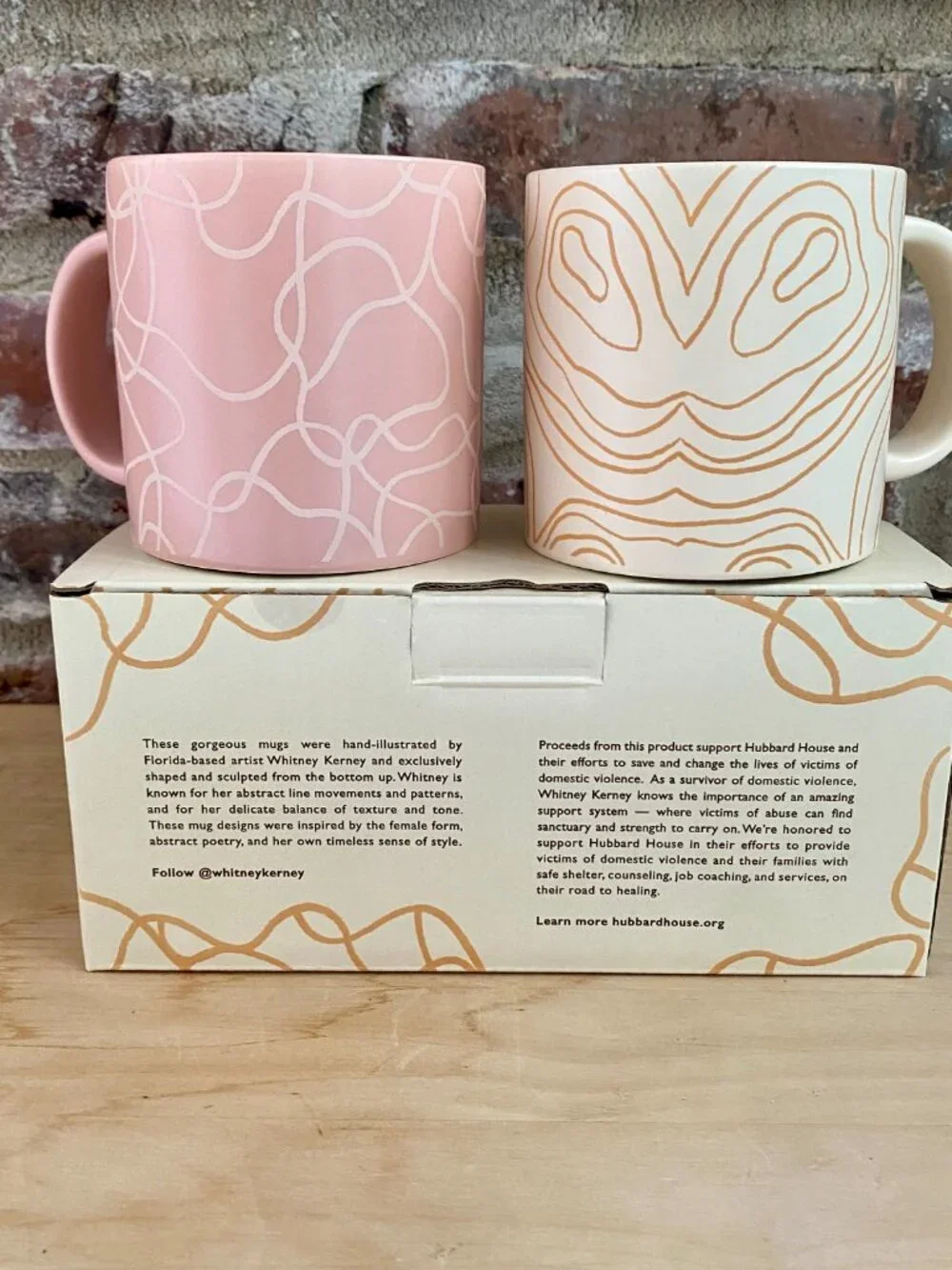 Whitney Kerney: Set of 2 Mugs, Ivory and Pink, Brand New in Original Packaging.